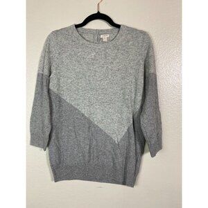 J.Crew Merino wool Blend Gray Colorblock Sweater Women Size Medium Cozy capsule